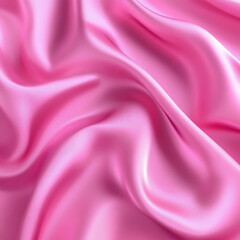 Obraz premium Pink silk satin background. Soft wavy folds on the fabric. Wedding, anniversary, valentine, love, tender, holiday, celebration, card. Beautiful pink abstract background with copy space for your design