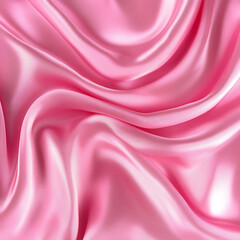 Obraz premium Pink silk satin background. Soft wavy folds on the fabric. Wedding, anniversary, valentine, love, tender, holiday, celebration, card. Beautiful pink abstract background with copy space for your design