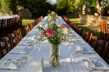 Table setting for wedding reception