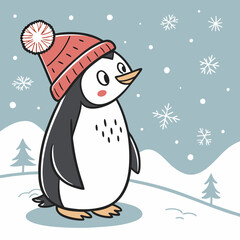 A penguin with a hat