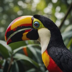 Naklejka premium A beak close-up of a toucan, showcasing its smooth texture.