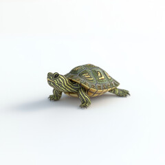 Obraz premium Young turtle, curious gaze, isolated on white.