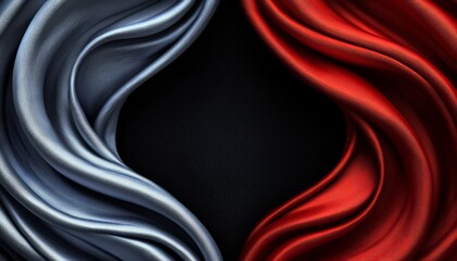 Obraz premium Red and Silver Fabric Swirls Create Abstract Design