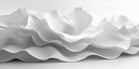 Obraz premium Abstract white waves, 3D render, clean background, website design