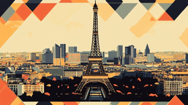 Elegant Paris Geometric Pattern: Seamless Vintage Abstract Design for Creative Projects