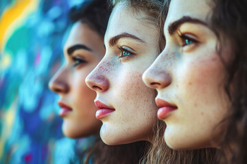 Fototapeta premium Celebrating diversity and strength among European women through vibrant abstract expression