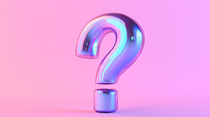 青い光沢のあるクエスチョンマークとパステル背景
