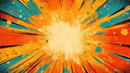 Colorful explosion background, radial burst, grunge texture, graphic design