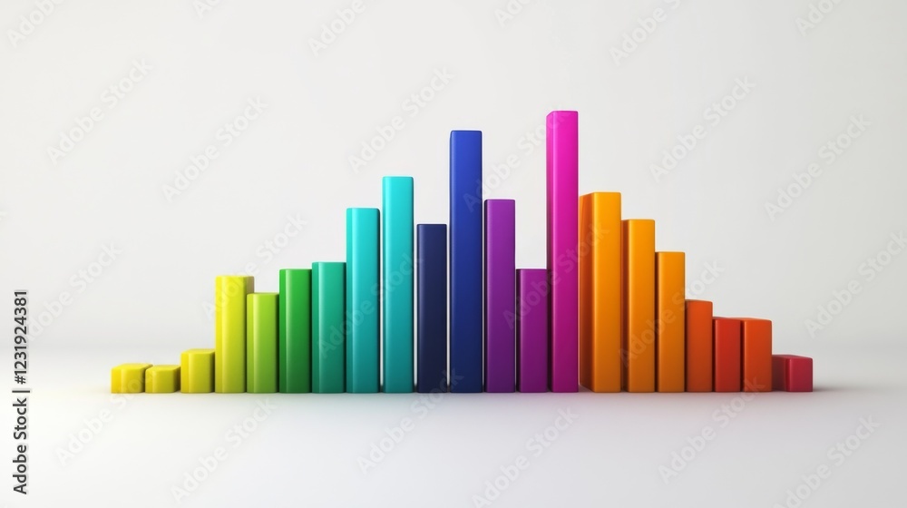 Leinwandbilder a colorful d bar graph on a clean white background, with bars of different heights representing fina