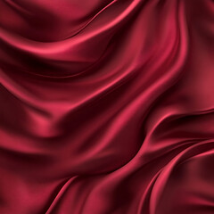 Claret Red silk satin fabric. Elegant abstract background. Liquid wave effect or silk with soft wavy folds.