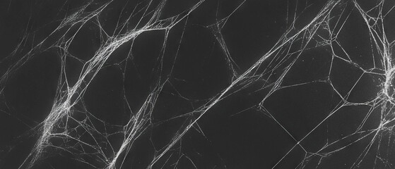 Intricate spider web texture with sharp focus against a black background
