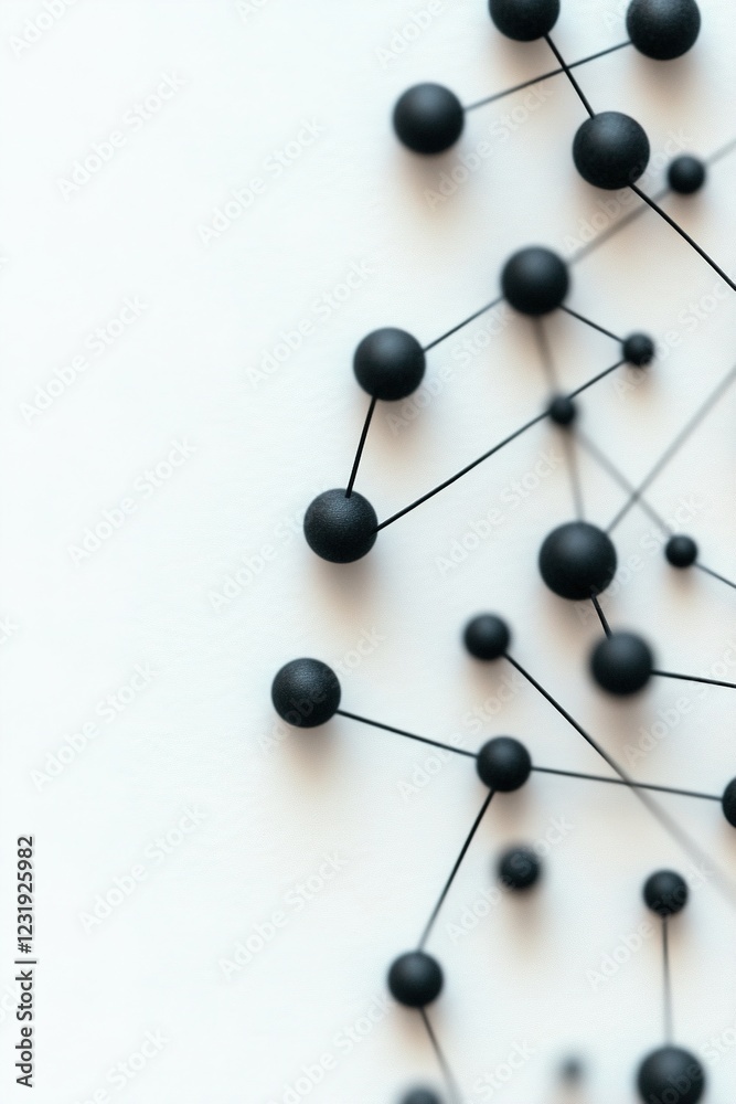 Poster black circuit-like lines extend dynamically across a white surface, forming an intricate design that