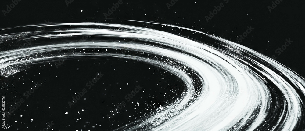 Poster swirling spiral spark trails creating dynamic vortex effect on black background