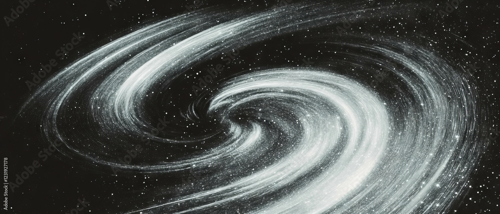 Poster swirling spiral spark trails create dynamic vortex effect on black background