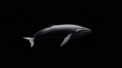 Fototapeta premium Minimalist Black Whale on Dark Background.