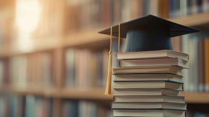 Graduation celebration university library education academic environment close-up success and achievement