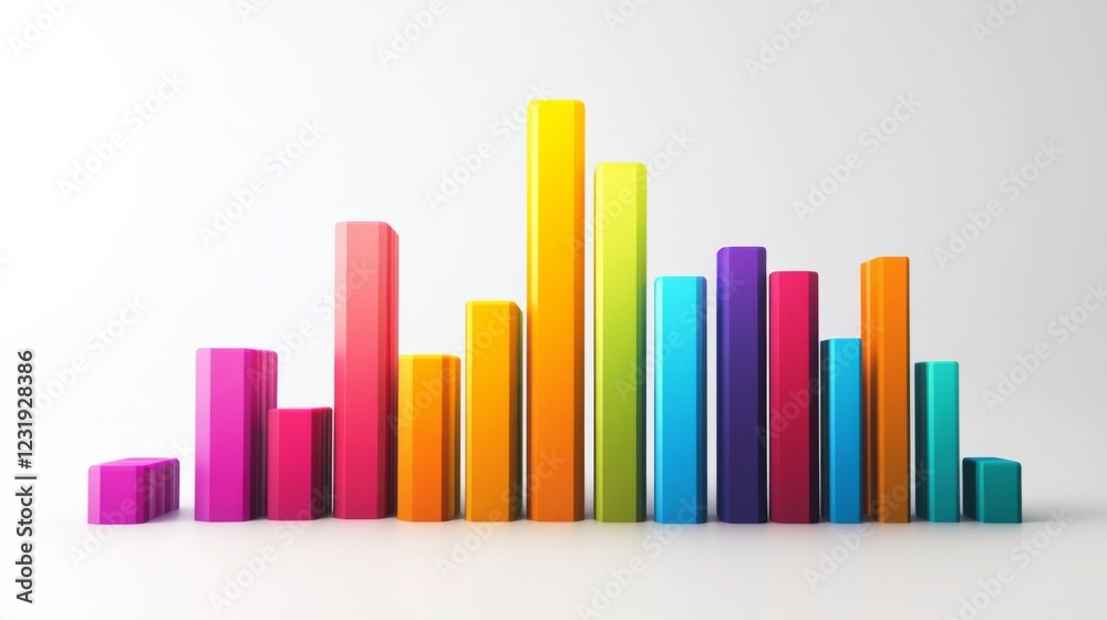 Aufkleber a detailed d bar graph with vibrant, multicolored bars, representing data trends in a business prese