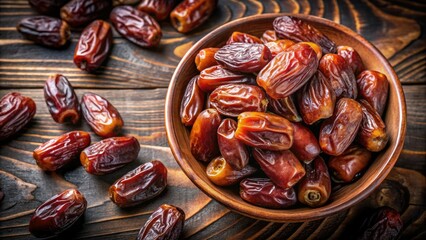 High-resolution PNG images of top-view Medjool dates. Perfect for food blogs, showcasing organic, dried date fruit.