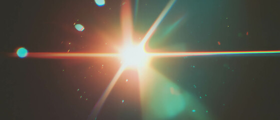 Vintage lens flare overlay effect in retro style with space for branding on black background