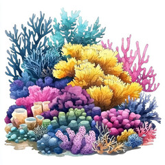 Vibrant coral reef scene, colorful underwater flora.