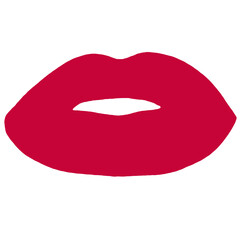 Red lips illustration isolated. Simple woman mouth with red lips. Abstract women lips.