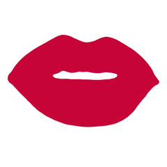 Red lips illustration isolated. Simple woman mouth with red lips. Abstract women lips.