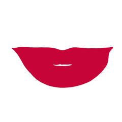 Red lips illustration isolated. Simple woman mouth with red lips. Abstract women lips.