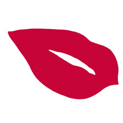 Red lips illustration isolated. Simple woman mouth with red lips. Abstract women lips.