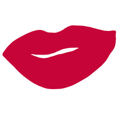 Red lips illustration isolated. Simple woman mouth with red lips. Abstract women lips.