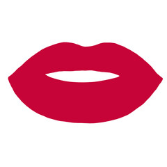 Red lips illustration isolated. Simple woman mouth with red lips. Abstract women lips.