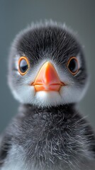 Naklejka premium HD Phone Wallpaper Adorable Baby Puffin Chick Closeup Portrait Wildlife Photography Ocean Bird