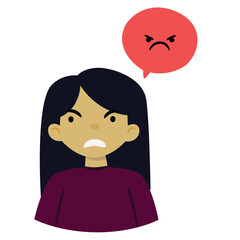 Angry Girl with Speech Bubble Illustration