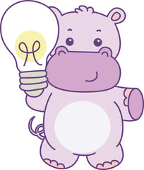 Cute hippo vector icon. Funny baby hippo animal series stock illustration. life of fluffy hippo designs.