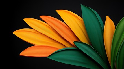 Fototapeta premium Colorful Petal Symphony: A vibrant array of petals in a symphony of colors unfolds against a dark backdrop, evoking the delicate beauty and mesmerizing structure of a blooming flower.