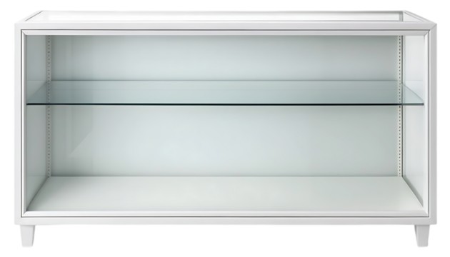 Modern White Glass Display Case Showcase Cabinet