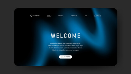 Abstract wave futuristic design of landing page. fluid gradient dark concept website design	