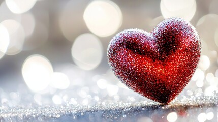 Obraz premium A sparkling red heart emoji, isolated on a white background with text space.