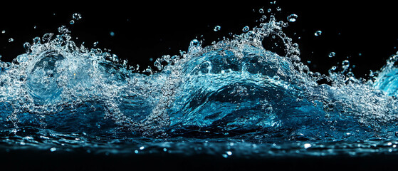 Beauty of water bubbles showcased with sharp details against a black backdrop