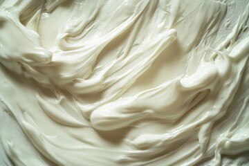 Obraz premium A shot of a bowl filled with thick and creamy liquid, suitable for food or cosmetic use