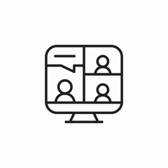 large group online meeting icon sign vector