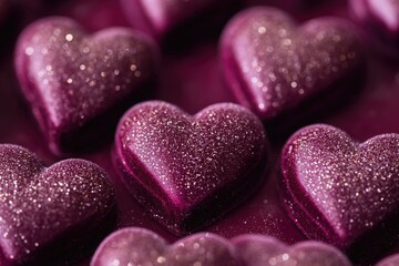 Obraz premium A close-up shot of a bunch of purple hearts