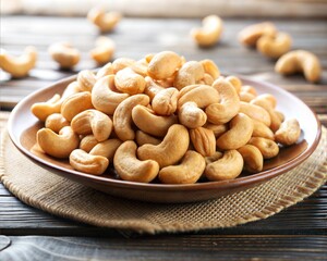 Cashews nut on plate.