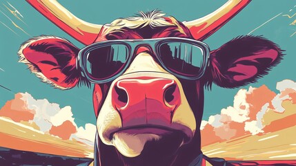 Fun and Colorful Childish Cartoon Cow Vector Illustration for Creative Designs