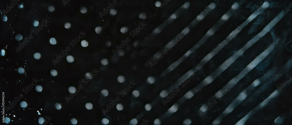 Poster sharp dot texture pattern on black background showcasing crisp details and defined design elements