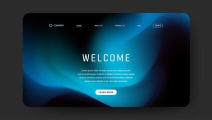 Naklejka premium Abstract wave futuristic design of landing page. fluid gradient dark concept website design 