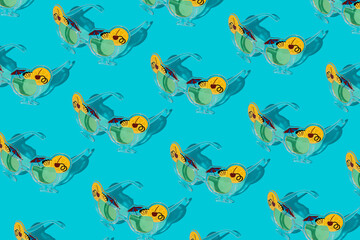 Party sunglasses pattern on pastel blue background. Minimal summer concept.