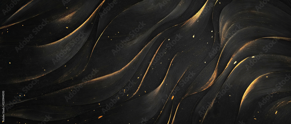 Poster creative design of line texture forming abstract patterns on a black background with elegance