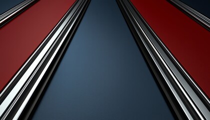 Obraz premium Abstract Red and Blue Geometric Design with Metal Accents