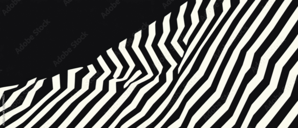 Poster dynamic zig-zag line pattern texture on a bold black background