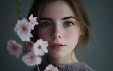 Naklejka premium A photograph of flowers, with a dark gray background, soft lighting, and a moody, low-key atmosphere